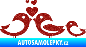 Samolepka Bird family 001 rodina v autě Ultra Metalic červená