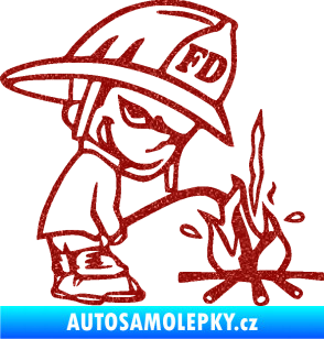 Samolepka Boy čůrá 004 hasič pravá Ultra Metalic červená