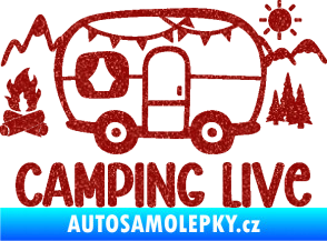 Samolepka Camping live 001 levá cestování v karavanu Ultra Metalic červená