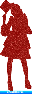Samolepka Dáma s kloboukem 001 levá Ultra Metalic červená
