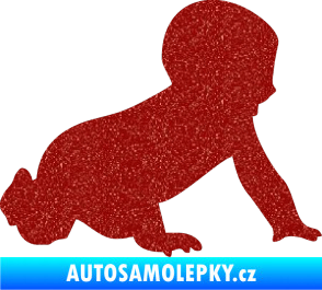 Samolepka Dítě v autě 025 pravá miminko silueta Ultra Metalic červená