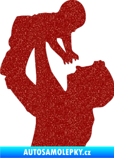 Samolepka Dítě v autě 026 levá miminko v náruči Ultra Metalic červená