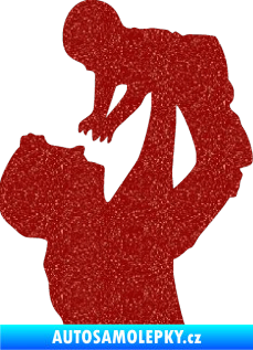 Samolepka Dítě v autě 026 pravá miminko v náruči Ultra Metalic červená