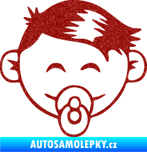 Samolepka Dítě v autě 049 pravá kluk s dudlíkem Ultra Metalic červená