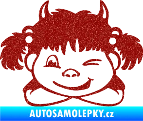 Samolepka Dítě v autě 056 levá holčička čertice Ultra Metalic červená
