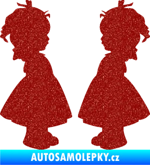 Samolepka Dítě v autě 072 dvě holčičky sourozenci Ultra Metalic červená