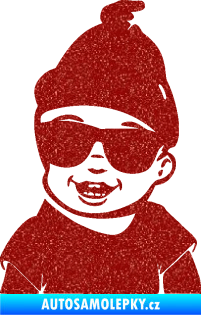 Samolepka Dítě v autě 081 levá chlapeček v brýlích Ultra Metalic červená