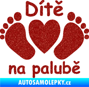 Samolepka Dítě v autě 089 nožičky s nápisem Ultra Metalic červená