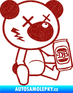 Samolepka Drunk bear 002 pravá medvěd s plechovkou Ultra Metalic červená