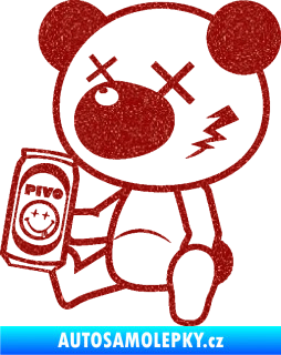 Samolepka Drunk bear 003 levá medvěd s pivem Ultra Metalic červená