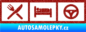 Samolepka Eat, sleep, drive 002 symboly jím, spím, řídím Ultra Metalic červená