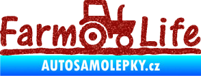 Samolepka Farm life nápis s traktorem Ultra Metalic červená