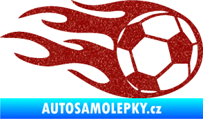 Samolepka Fotbalový míč 004 pravá v plamenech Ultra Metalic červená