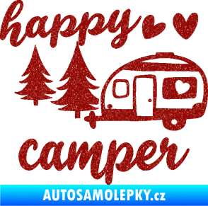 Samolepka Happy camper levá cestování Ultra Metalic červená