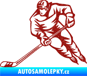 Samolepka Hokejista 030 levá Ultra Metalic červená