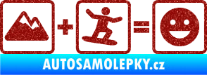 Samolepka Hory + snowboard = veselý smajlík Ultra Metalic červená