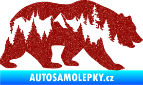 Samolepka Hory s medvědem pravá Ultra Metalic červená