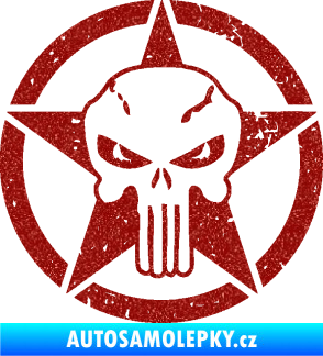 Samolepka Hvězda army 011 levá s lebkou Ultra Metalic červená