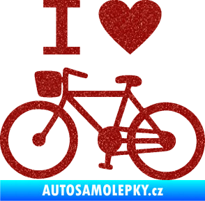 Samolepka I love cycling levá Ultra Metalic červená