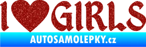 Samolepka I love girls nápis se srdcem Ultra Metalic červená
