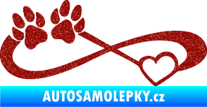 Samolepka Infinity 003 pravá srdce a tlapky Ultra Metalic červená