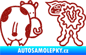 Samolepka JDM kravička a ovečka 001 levá Ultra Metalic červená