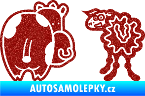 Samolepka JDM kravička a ovečka 002 levá Ultra Metalic červená
