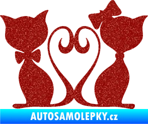 Samolepka Kočky love 002 levá spletené ocásky Ultra Metalic červená