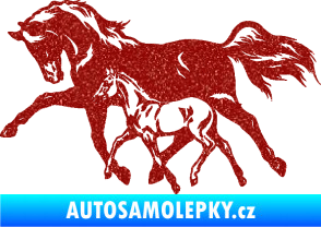 Samolepka Koníci 003 levá kobylka s hříbětem Ultra Metalic červená