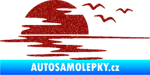 Samolepka Krajina moře 003 levá západ slunce odraz na hladině Ultra Metalic červená