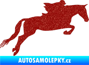 Samolepka Kůň 015 pravá skok s jezdcem Ultra Metalic červená