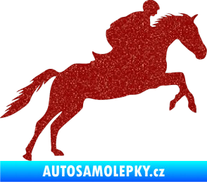 Samolepka Kůň 019 pravá jezdec v sedle Ultra Metalic červená