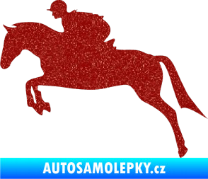 Samolepka Kůň 020 levá skok s jezdcem Ultra Metalic červená