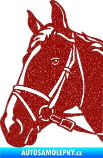 Samolepka Kůň 028 levá hlava s uzdou Ultra Metalic červená