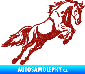 Samolepka Kůň 050 pravá ve skoku Ultra Metalic červená