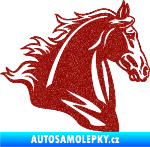 Samolepka Kůň 058 pravá hlava s hřívou Ultra Metalic červená