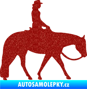 Samolepka Kůň 082 pravá kovbojka na koni Ultra Metalic červená