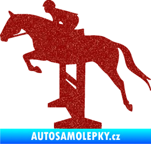 Samolepka Kůň 090 levá skok přes překážku Ultra Metalic červená
