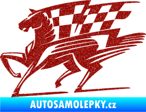 Samolepka Kůň racing 001 levá se šachovnicí Ultra Metalic červená