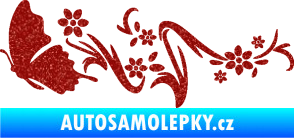 Samolepka Květina dekor 028 levá s motýlkem Ultra Metalic červená