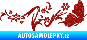 Samolepka Květina dekor 028 pravá s motýlkem Ultra Metalic červená