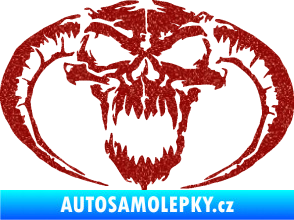 Samolepka Lebka 027 pravá se zahnutými rohy Ultra Metalic červená