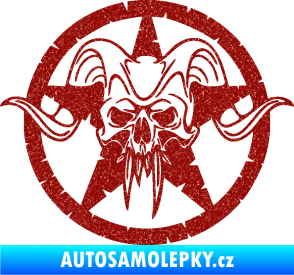 Samolepka Lebka 039 levá army hvězda Ultra Metalic červená