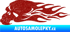 Samolepka Lebka 050 levá v plamenech Ultra Metalic červená