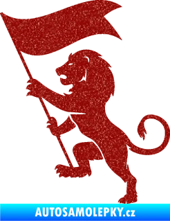 Samolepka Lev heraldika 005 levá s praporem Ultra Metalic červená
