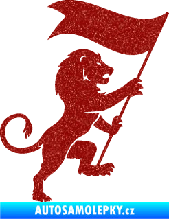 Samolepka Lev heraldika 005 pravá s praporem Ultra Metalic červená