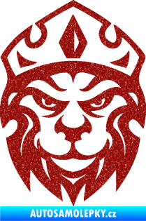 Samolepka Lev hlava s korunou 001 Ultra Metalic červená