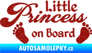 Samolepka Little princess on board 002 nápis s nožičkami Ultra Metalic červená