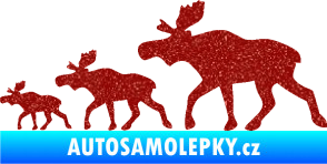 Samolepka Losí rodinka levá Ultra Metalic červená