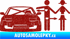 Samolepka Love car like sex levá Ultra Metalic červená